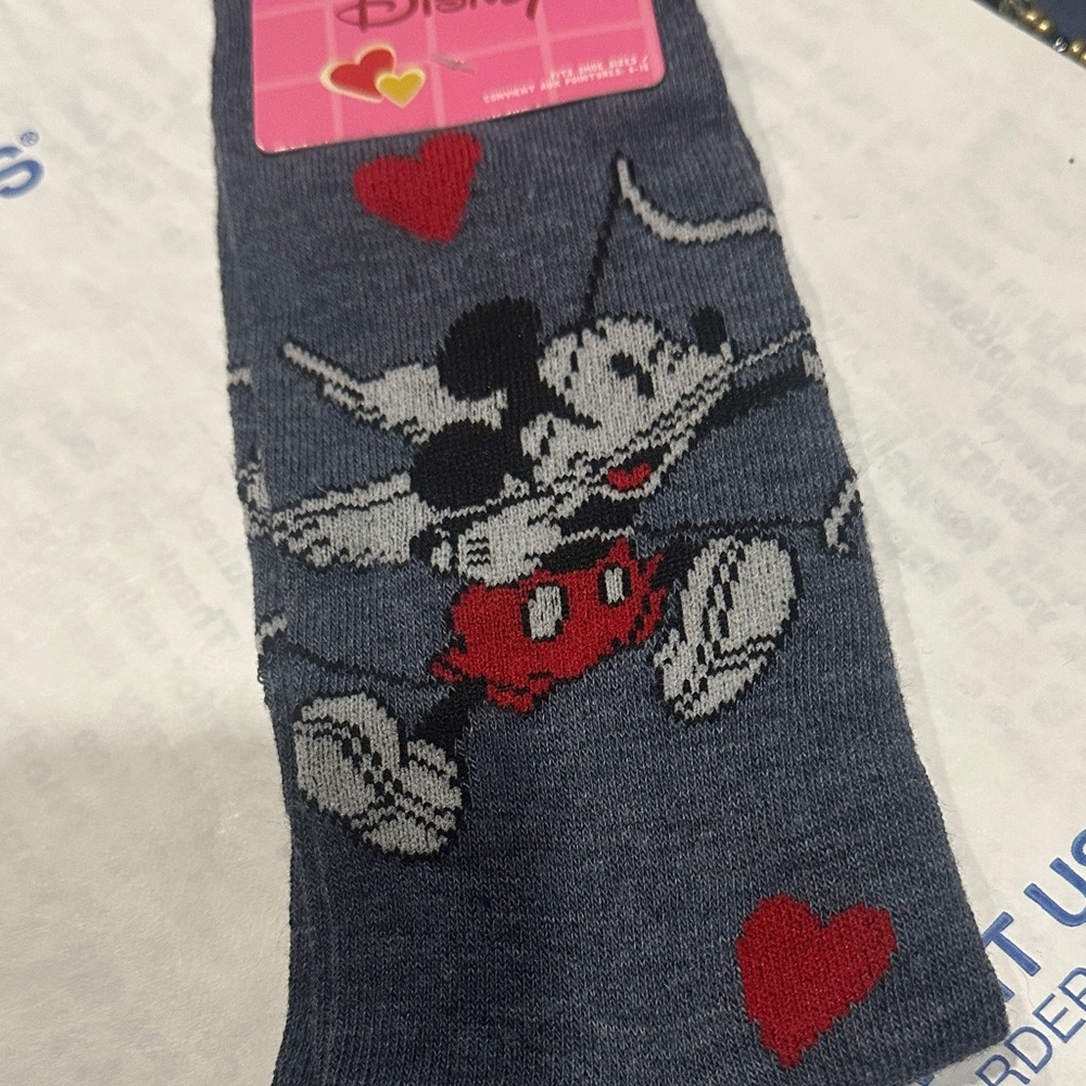 Disney Gray Socks with Mickey Mouse Design